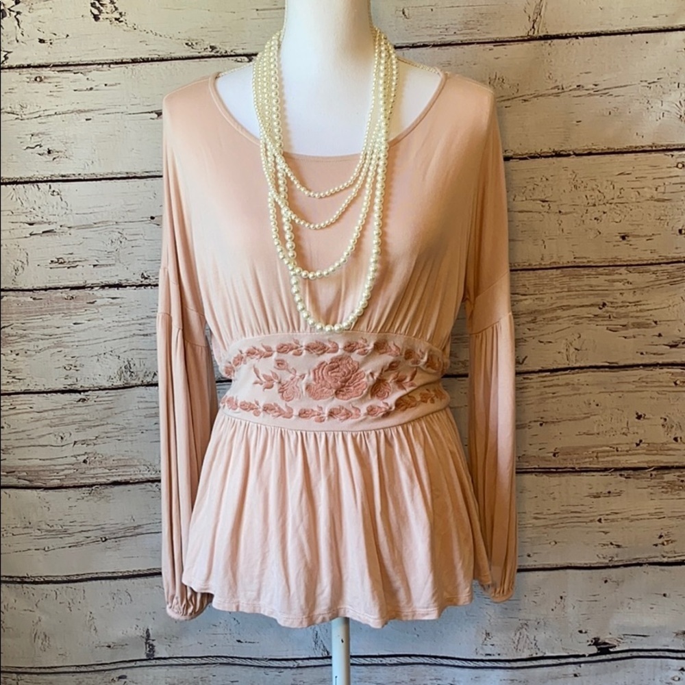 Rose long sleeve soft blouse Small